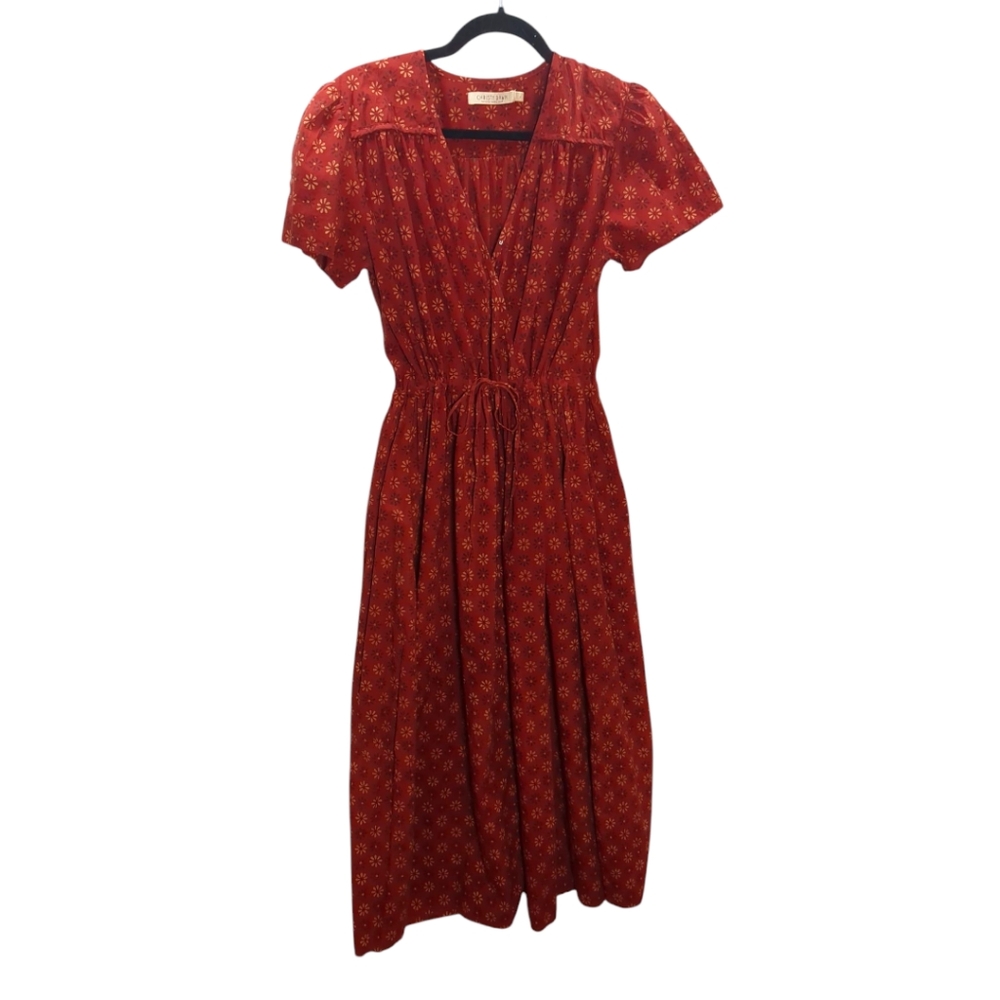 Christy Dawn Dawn Dress Crimson Daisy Field Print Sz Large Excellent Condition